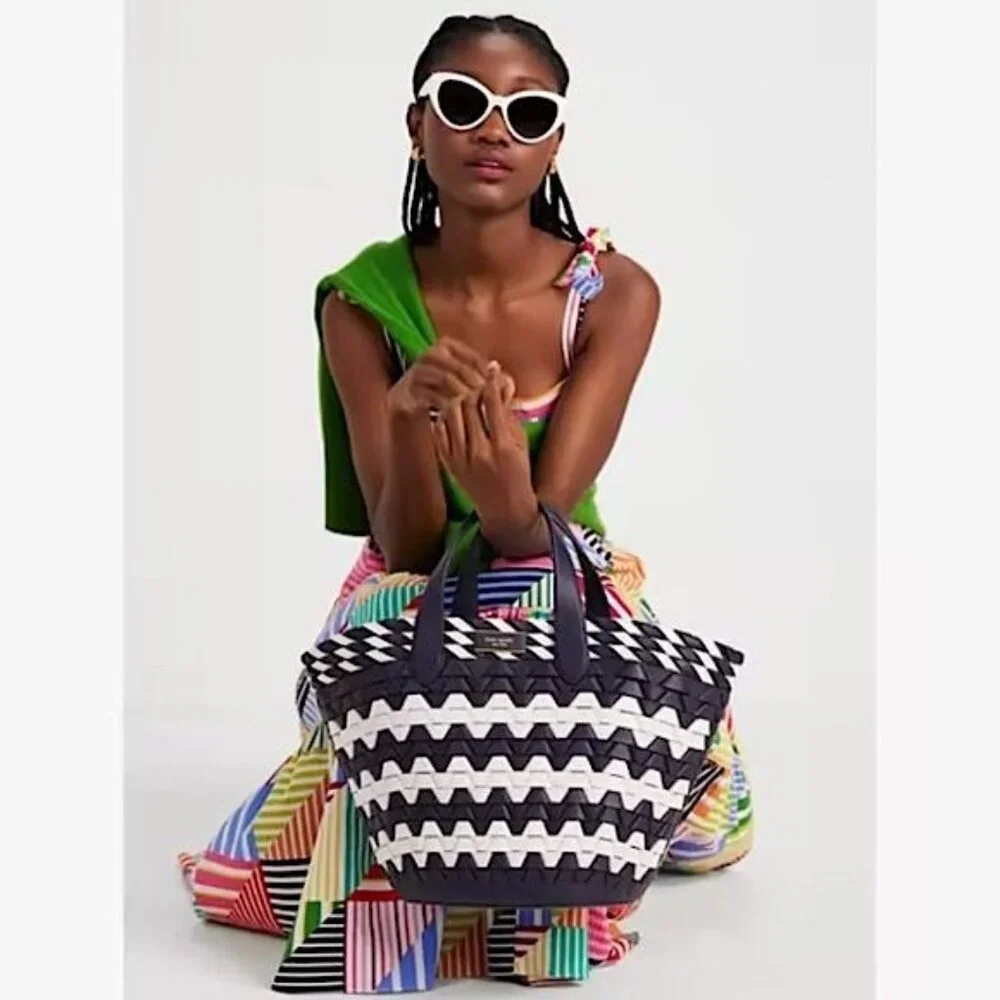 Kate Spade Zigzag Woven Leather Small Tote